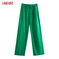 tangada fashion women green casual long pants trousers vintage style high street lady pants pantalon 5z68