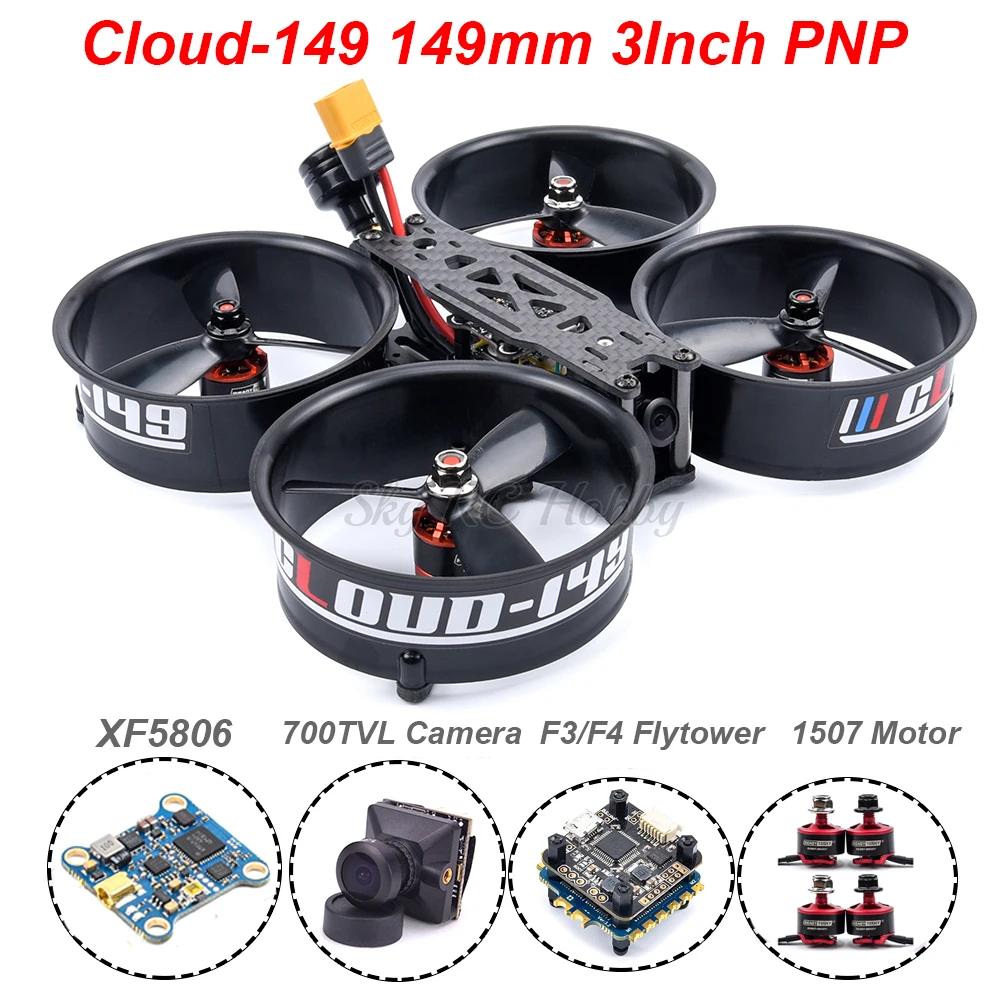 

Гоночный Дрон PNP CLOUD-149, 149 мм, 3-дюймовая рама из углеродного волокна, 1507 3800кв, мотор 35A blheli _ s ESC Mini F3 / F4 700TVL, камера FPV, дистанционное управление