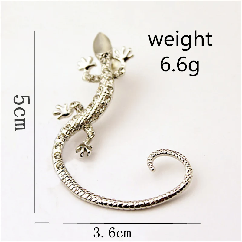 EN 2020 Hot Fashion Exaggerated Gecko Lizard Stud Earrings Elegant Accessories Rhinestone Ear Cuff Luxury | Украшения и