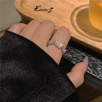 lmmcjj shiny rhinestone zircon butterfly ring for women sweet opening adjustable index finger ring fashion jewelry ins gifts