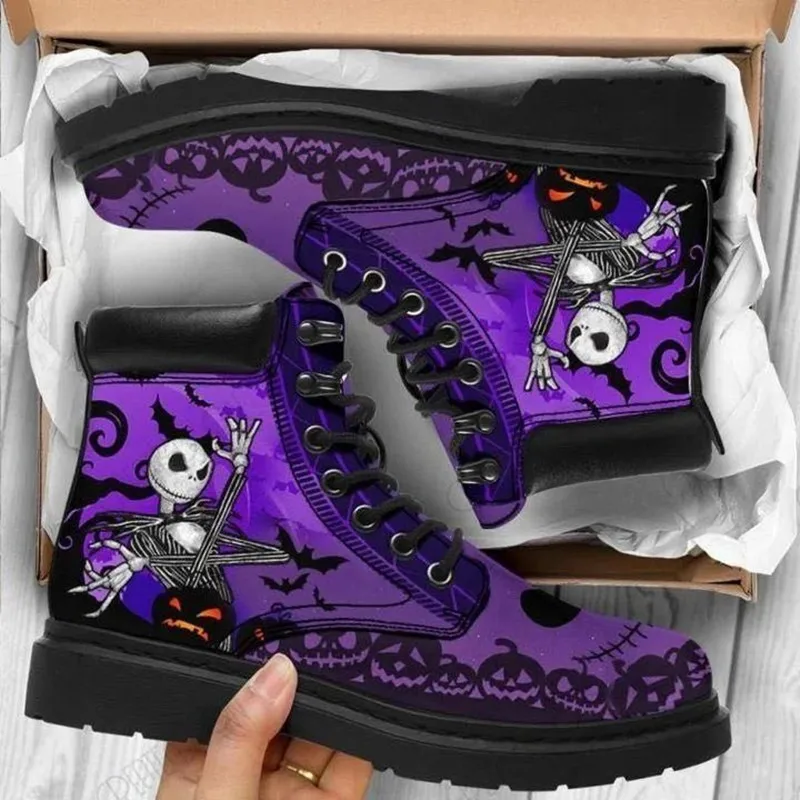 

Fashion women's boots British women's shoes Fashion plus size printing autumn ladies high-top skull pattern Martin boots