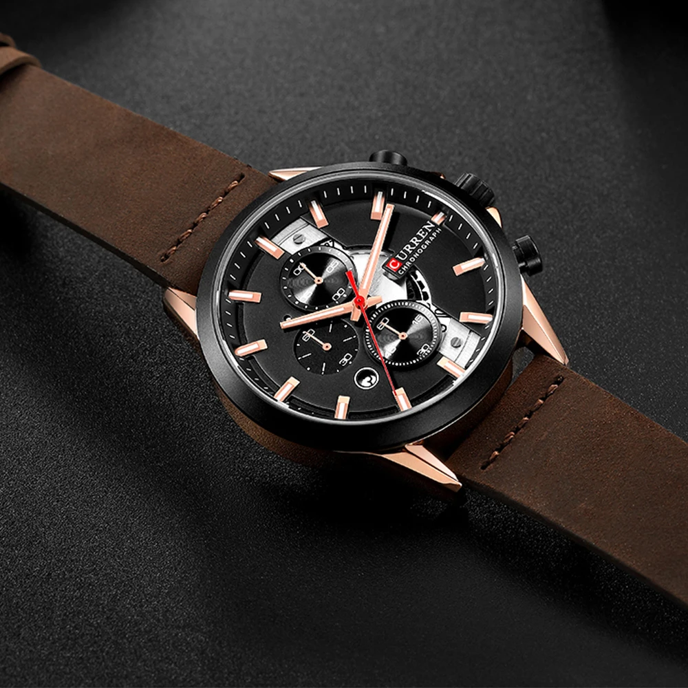

Curren Mens Watches Top Brand Luxury Chronograph Men Watch Leather Luxury Waterproof Sport Watch Men Male Clock Man Wristwatch