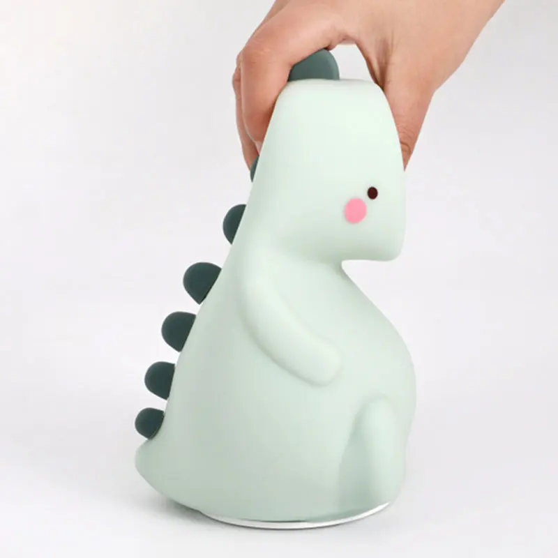 

Cartoon Dinosaur LED Lamp Silicone Bedside Reading Lamp Tap to Change Light Color USB Rechargeable SASI