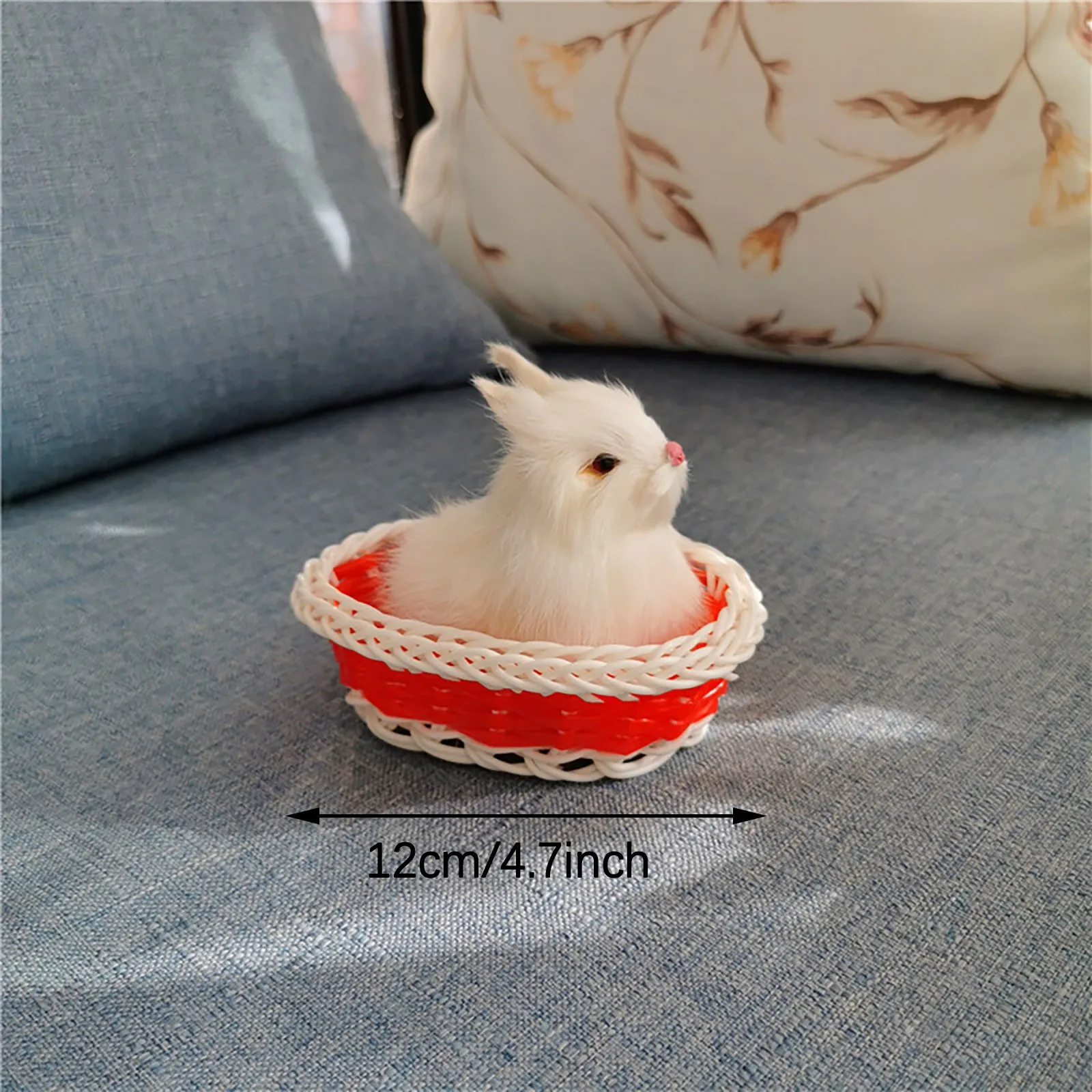 

12cm Mini Realistic Cute White Plush Rabbits Fur Lifelike Animal Easter Bunny Simulation Model Gift Rabbit Toy Home Ornaments