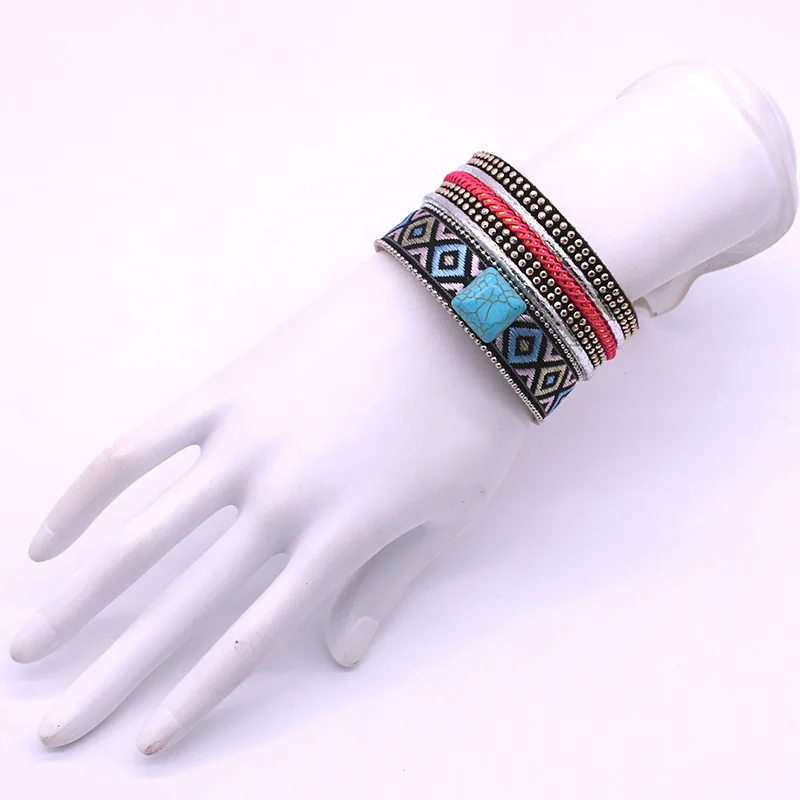 Кожаный браслет богемский кожаный Кристальный магнит горного хрусталя браслеты