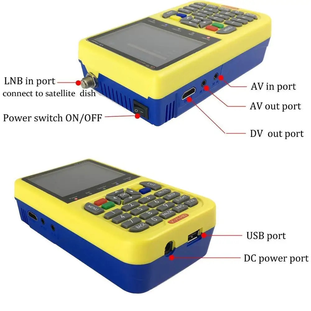 GTMEDIA DVB-S2 V8 Finder HD цифровой спутниковый Finder измеритель сигнала с 3,5 дюймовым ЖК-дисплеем MPEG-4 Sat Finder 1080P V8 Finde