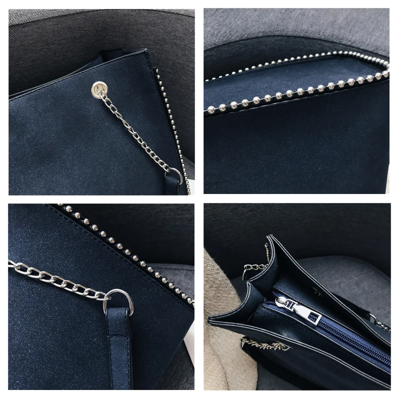 

SWDF Bucket Bag Chain Shoulder Bag Famous Designer Rivet package Women's luxury Shoulder Diagonal Package Bags For Women 2021