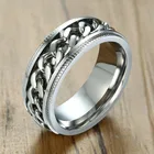 Новинка 2022, модное мужское кольцо-Спиннер KOtik из нержавеющей стали серебряного цвета, цепочка в стиле панк-рок, вращающиеся кольца для мужчин, аксессуары, подарок