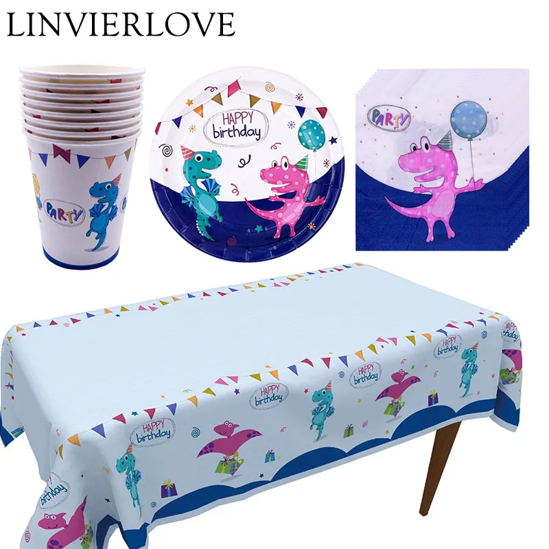 33 шт./компл. украшения для дня рождения в виде динозавра мальчиков тарелка