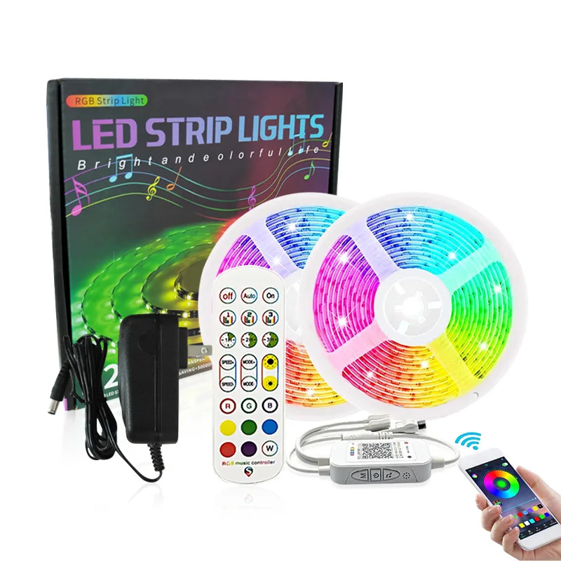 

5 м 7,5 м 10 м 15 м 20 М 5050 светодиодный RGB DC 12 В гибкий светодиодный ленточный светильник 18 светодиодный s/M с телефоном Bluetooth приложение на Рождеств...