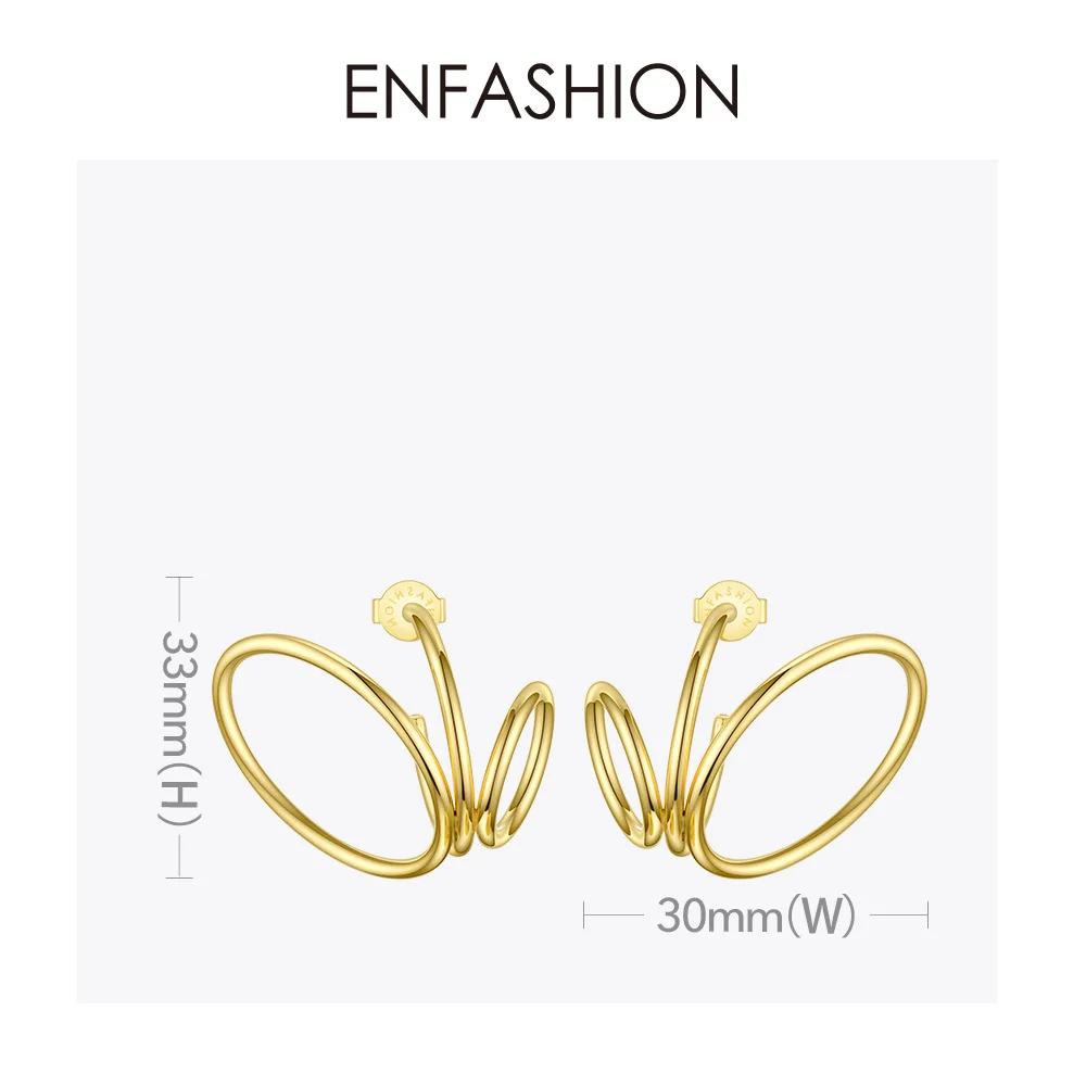 ENFASHION Многослойные Круглые серьги-гвоздики для женщин, золотые панковские геометрические серьги из нержавеющей стали, модное ювелирное изделие E191116