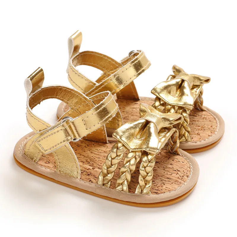 

Newborn Shoes Toddler Infant baby bling bowknot sandals Tendon bottom First Walker 4colors C-630 TX02
