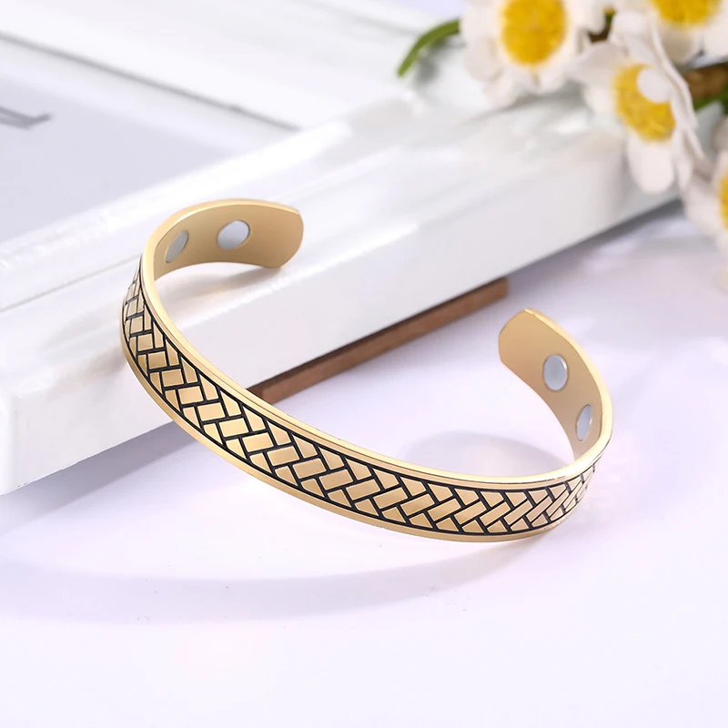 Браслет-манжета унисекс из розового золота с геометрическим узором браслет