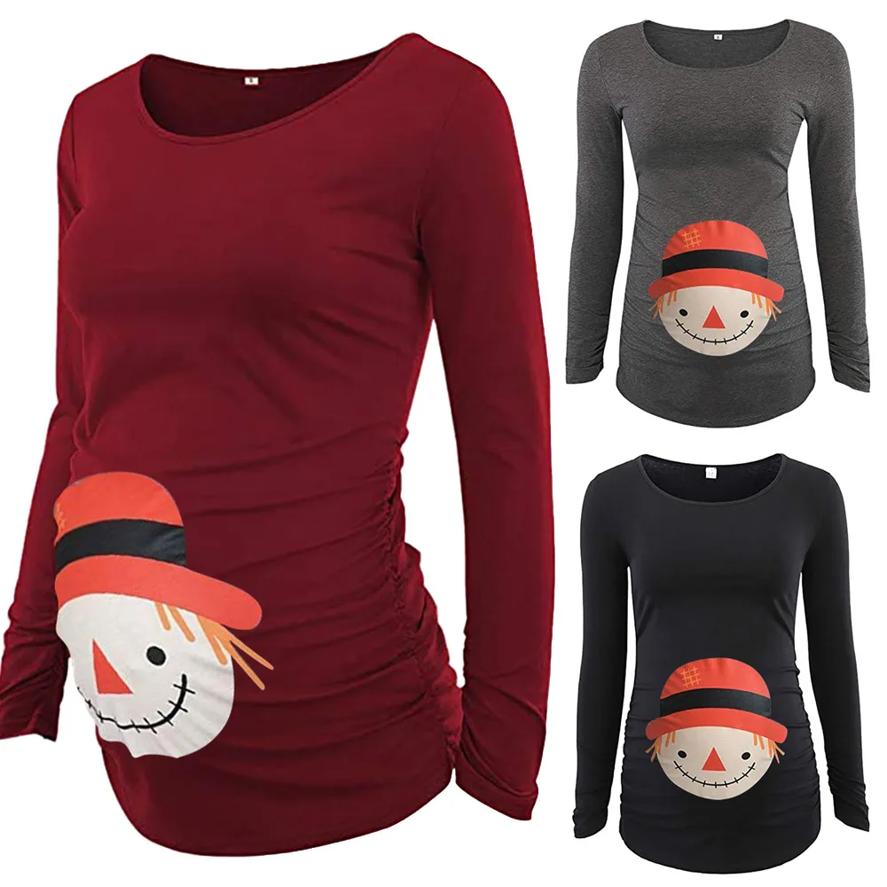 

2020 рождественские топы с принтом для беременных женщин футболки для беременных полный пуловер футболки 2XL рубашки Одежда для беременных Но...