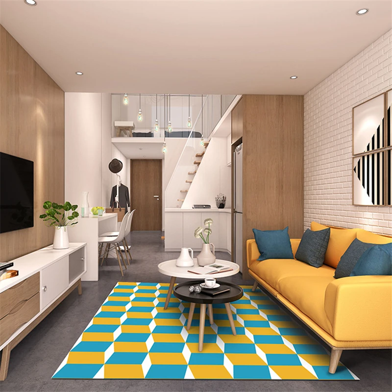 Nordic Simple Style Parlor Area Rugs Anti-slip Kitchen Bathroom Rug Home Decor Geometric Pattern Bedroom Sofa Living Room Carpet | Дом и сад
