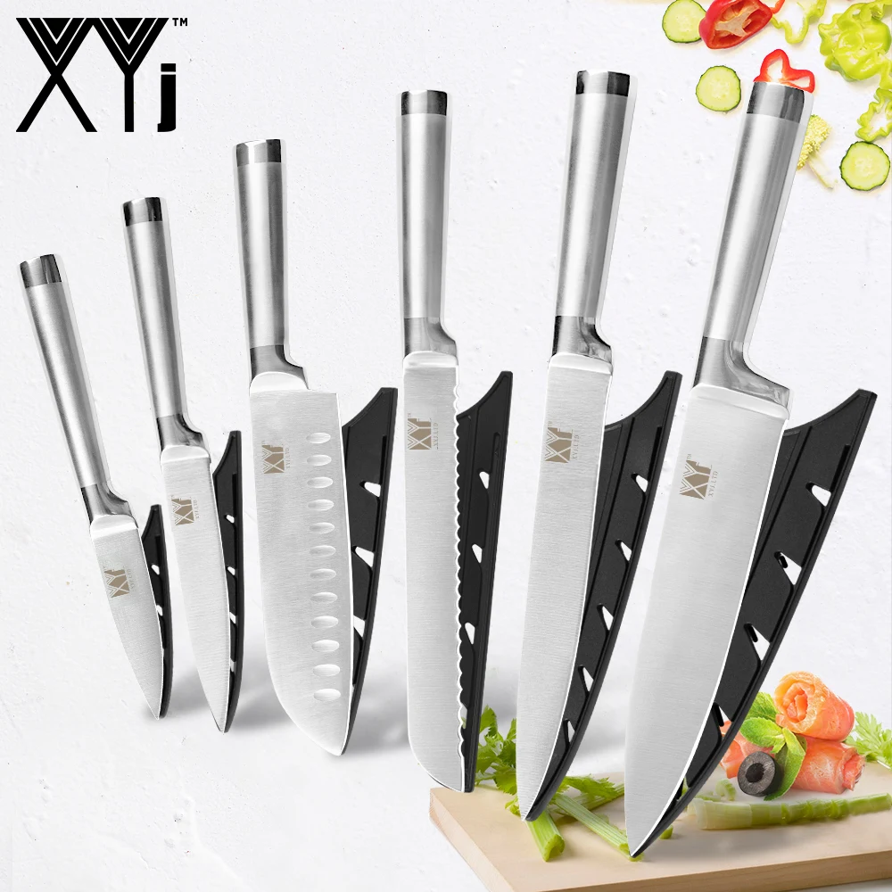 XYj горячие ножи из нержавеющей стали для очистки овощей утилита Santoku шеф-повара нарезки хлеба кухонный нож Аксессуары нож из нержавеющей стали