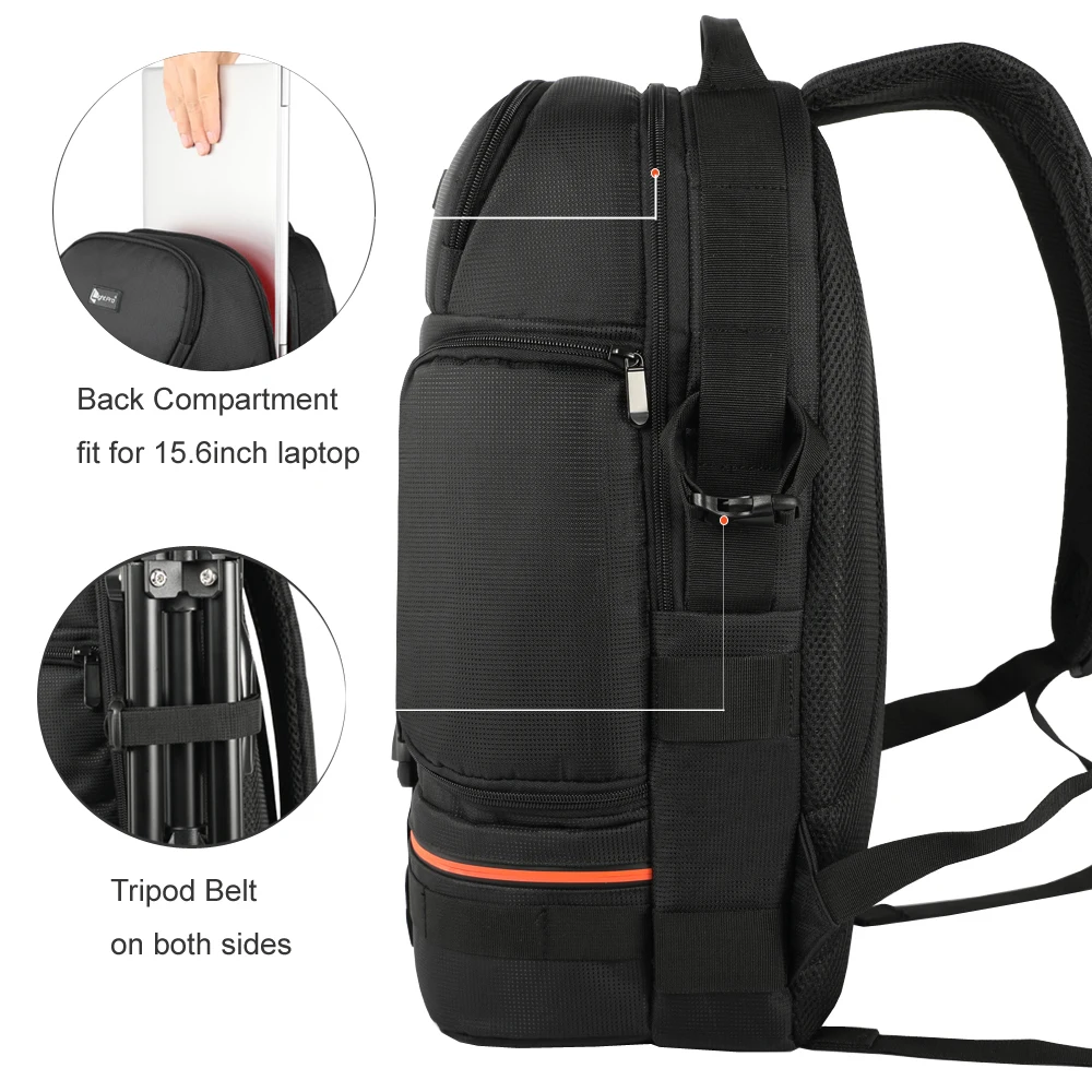camera waterproof shoulders bag fit 15 6in laptop soft padded backpack w reflector stripe night safety tripod lens case for dslr free global shipping