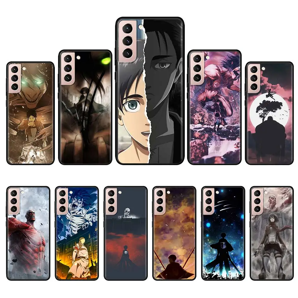 

Anime Attack On Titan Cases for Samsung S20 S21 S10 S8 S9 Plus S21 S20 Ultra S10 S10e S20 FE Black Soft Silicone Couqe Caso Capa