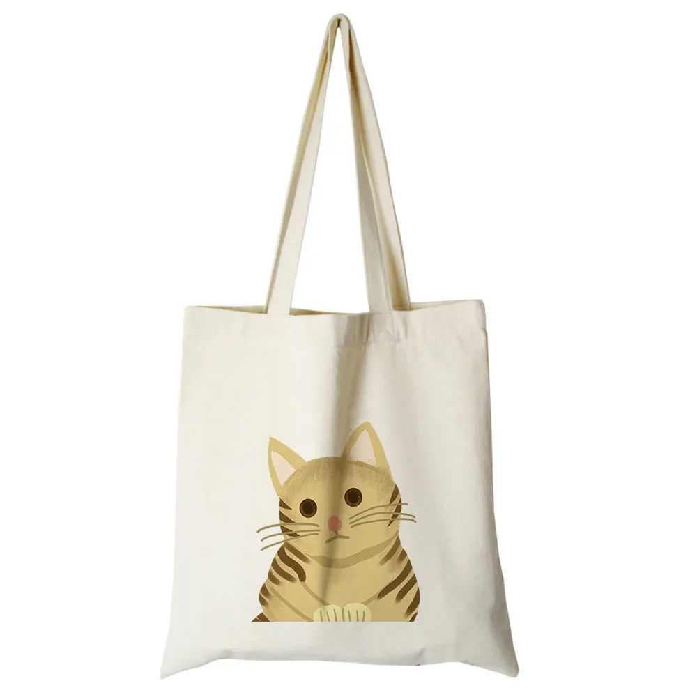 cotton canvas bag10 Милый кот мультфильм холст на заказ tote индивидуальные Эко сумки на заказ сумка для покупок с логотипом хлопок сумка многоразовая утилизация сумка - Цвет: cotton canvas bag10