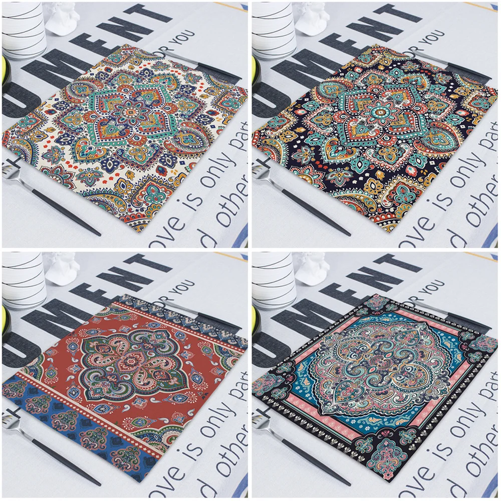 Квадратные столовые приборы в стиле бохо абстрактные геометрические