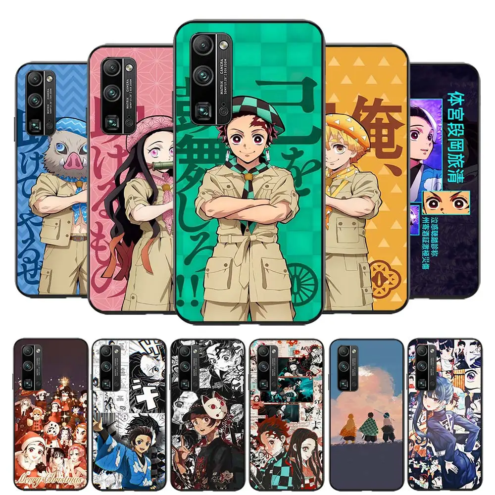 

Demon Slayer Anime for Huawei Honor 50 30 20 10 V30 V20 X10 10X Lite Pro 5G TPU Silicone Soft Black Phone Case Cover