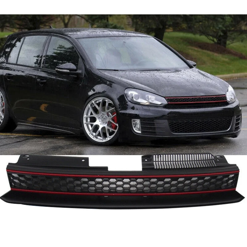 Решетка для мини-гольф 6 MK6 2010-2014 ABS Пластик черного и красного цветов с отделкой