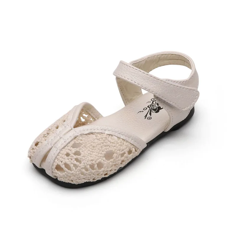 Сандалии с перфорацией для девочек Нескользящие босоножки принцессы на липучке