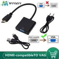 hd1080p hdmi compatible to vga adapter converter cable for xbox ps4 pc laptop tv box to projector display hdtv
