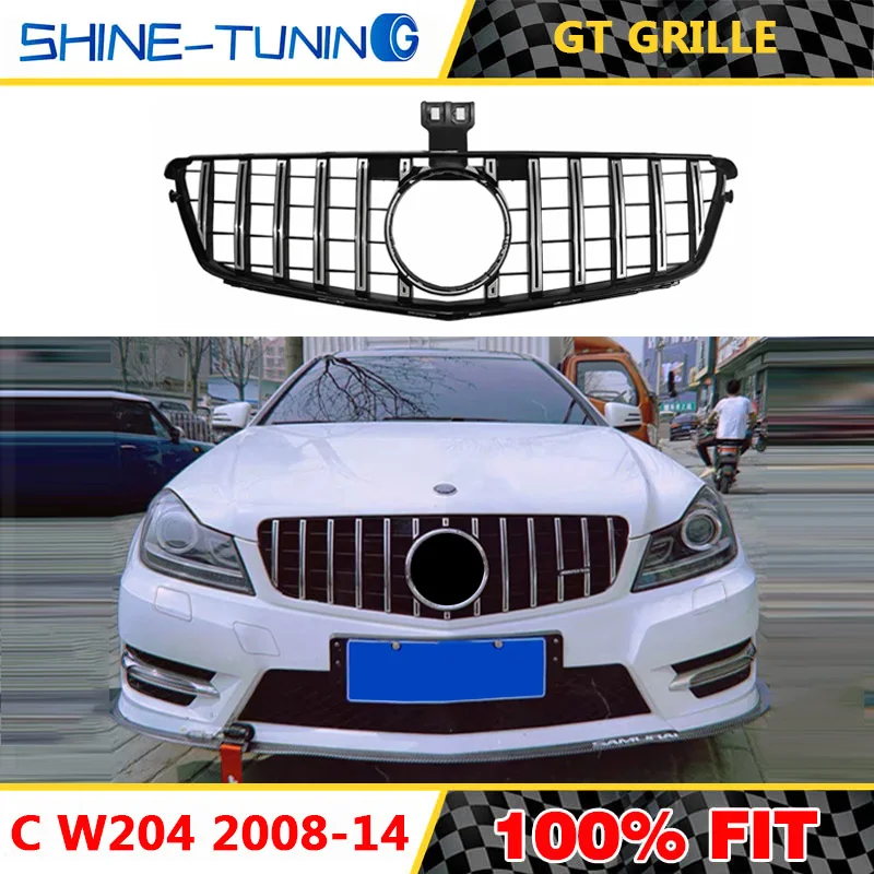 Подходит для mercedes C class W204 C63 amg GT GTR решетка C180 C200 C250 C300 2008 2014 с эмблемой|Гоночные