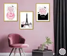 Картина на холсте с розовыми духами, постер с сумкой для покупок и принт Эйфелевой башни, настенная живопись для гостиной, украшение для дома