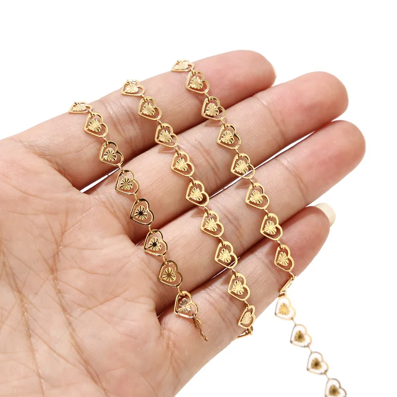 

High Quality Stainless Steel 6mm Width Hollow Heart Charms Fashion Handmade Link Chains DIY Necklaces Bracelets Jewelry Making