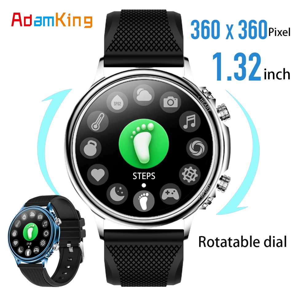 

Rotary Dial Smartwatch Men Waterproof Band Heart Rate 13.2 inches 360*360 Pixels Big Screen Smatwatch CF81 Women For Android IOS