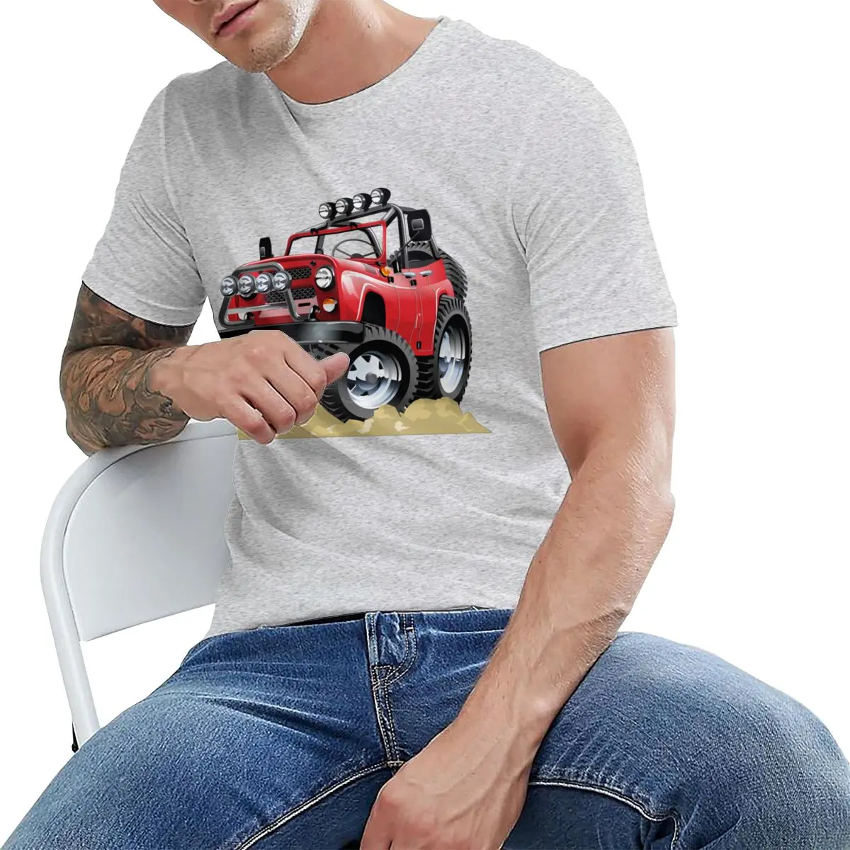 Корпус с графическим принтом внедорожных УАЗ автомобиль 456 469 Удобная хлопковая