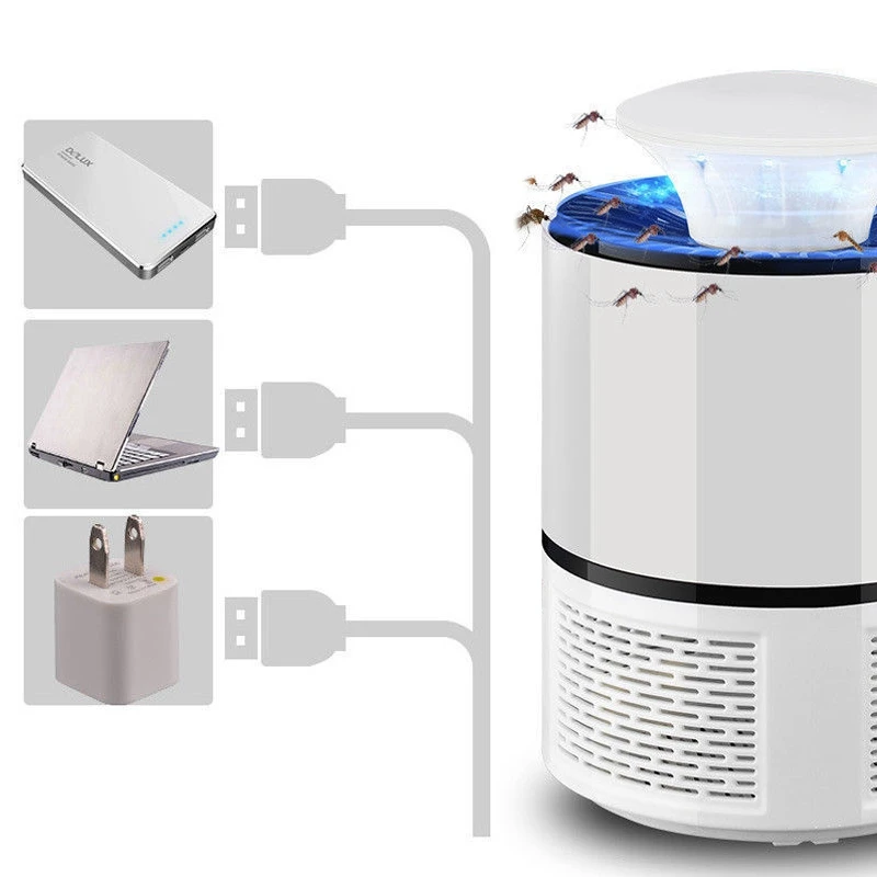 

2018 New Smart LED UV Electric Mosquito Killer Lamp USB Charge Noiseless White
