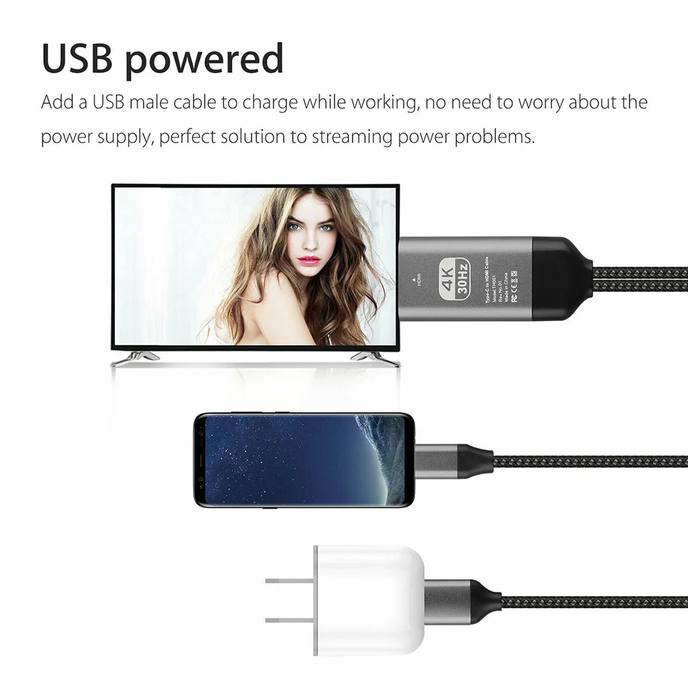 Портативный тип c USB для HD 4K HDMI конвертер кабель Шнур телефона ПК