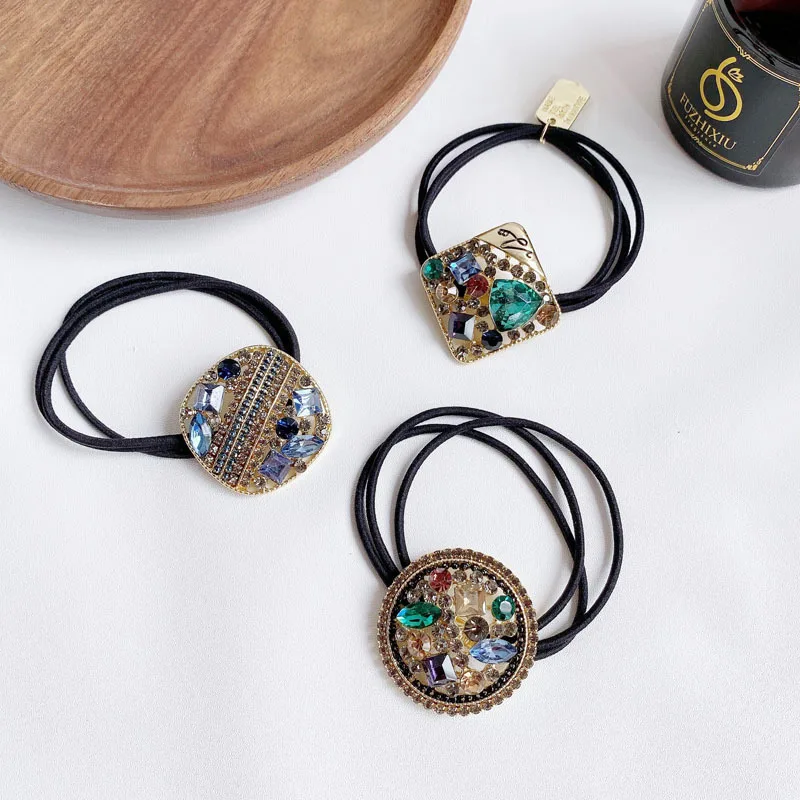 

Women Fashion Crystal Head Rope 2021 Female Korean Rhinestone Hair Ties