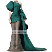 green one shoulder prom dress mermaid 2021 robe de soir%c3%a9e de mariage sequins arabic formal evening party gowns
