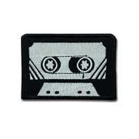 tape cassette innovation patch high quality embroidered creativity badge hook loop armband 3d stick on jacket backpack stickers