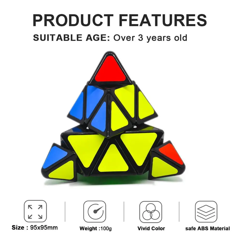 Скоростной кубик-пирамида наклейка кубик меньше магические Кубики-пазлы