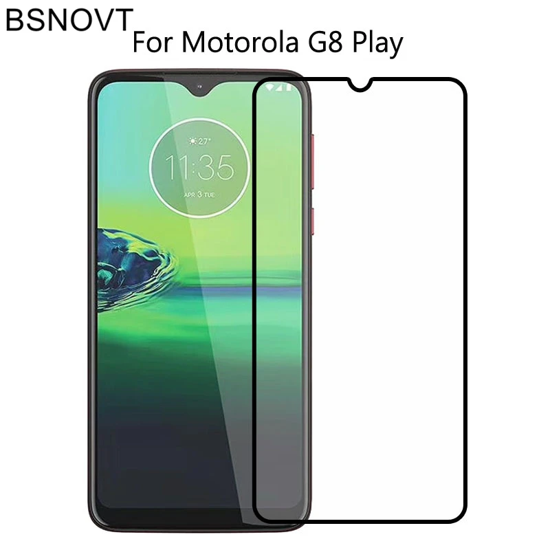 Protector de pantalla para Motorola Moto G8 Play, cubierta completa de cristal templado con pegamento para Moto G8 Play, cristal para Motorola G8 Play, 2 uds.-0