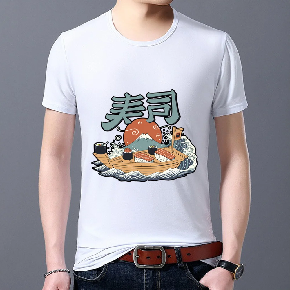 

Men's T-shirt Cute Food Print Simple Casual Commuter Youth Slim Short Sleeve Top Classic Hot Sale Student Men's T-shirt