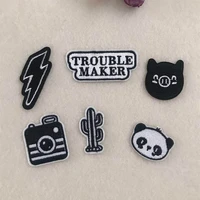100pcslot embroidery patches letters clothing decoration accessories bear camera white black cactus iron heat transfer applique