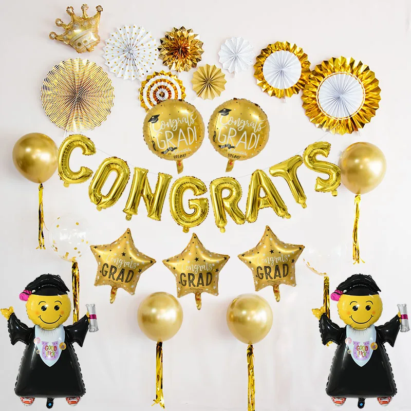 

2021 Graduation Balloons Congratulate Graduate Decoration Latex Confetti Ballons Letter Foil Balloon Congrats Grad Party Supply