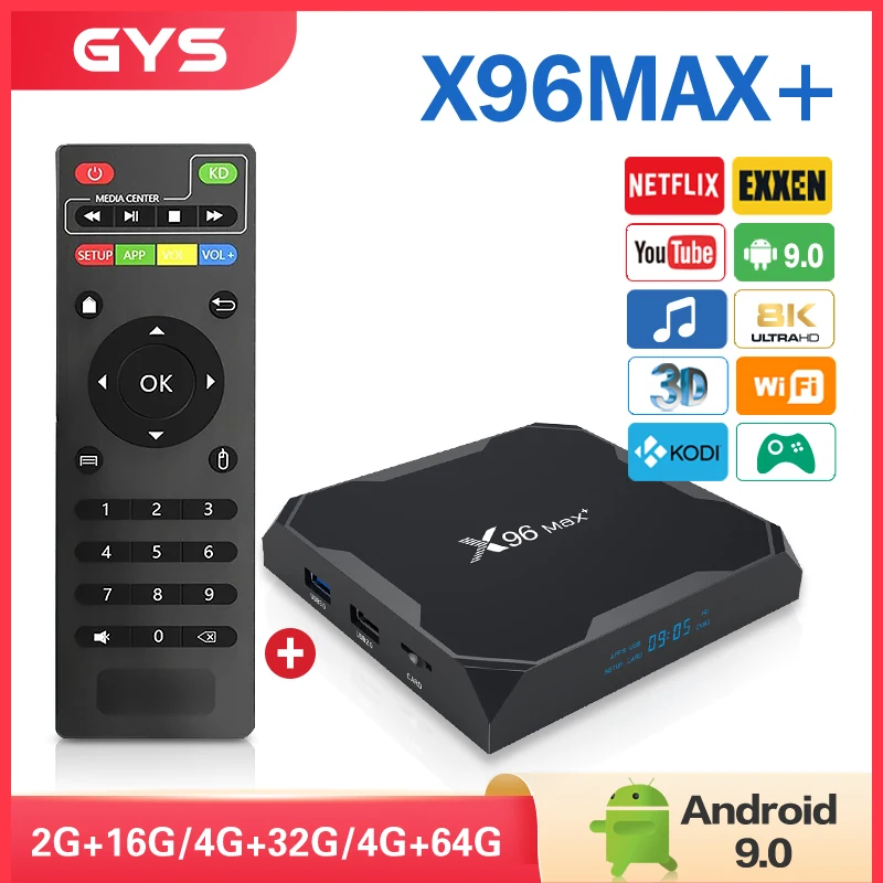 

Tv box android X96 MAX Plus 4GB 64GB 32GB Smart TV Box Android 9.0 Amlogic S905X3 Quad Core Wifi BT H.265 8K