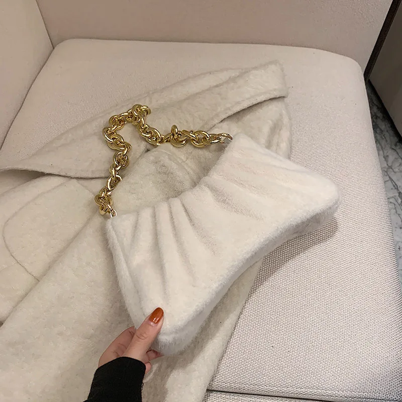 

Plush Women's Small Bags 2021 Spring New Korean Style Trendy Cute Fashion Fashion Chain Wild One Shoulder Underarm Bag