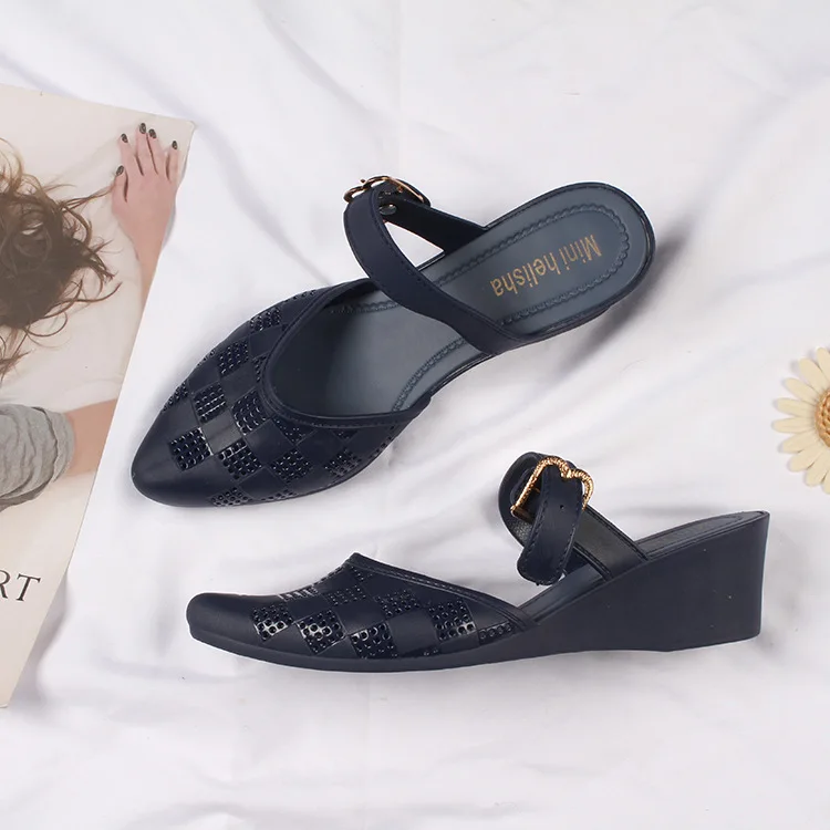 

Pointed Hollow Half Drag Autumn New Casual Solid Color Daily Outdoor Wear Work Shallow Mouth Baotou Half Drag