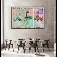 mermaid lovers retro poster the soul of a gypsy the heart of a hippie poster wall art prints home decor canvas unique gift