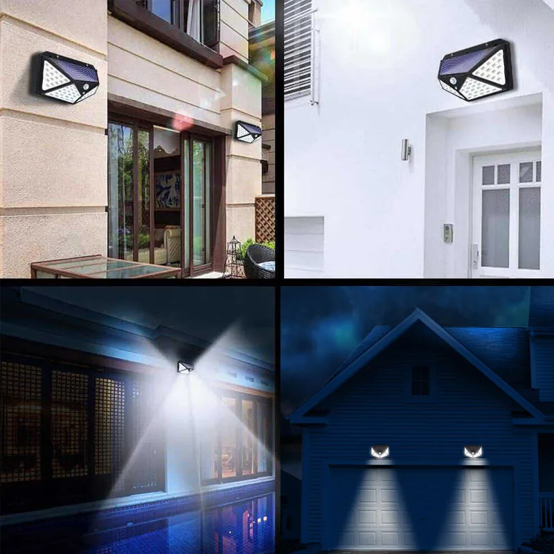 

100 LED Solar Light Waterproof Outdoor Solar Lamp Luz solar Accionada 3 Modes PIR Motion Sensor Wall Light for Garden Street