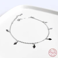 925 sterling silver simple diamond geometric pendant anklet women summer ocean beach casual jewelry accessories girlfriend gift