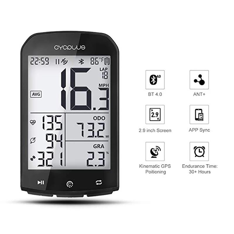 CYCPLUS ANT+ gps велосипедный Спидометр компьютерный Велосипед Bluetooth беспроводной секундомер одометр для велопрогулок 2," ЖК-дисплей с приложением